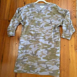 Purple camo sweatshirt dress by Velvet purchased from Anthropologie